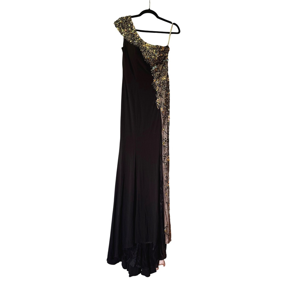 Tony Bowls Collection Black‎ One Shoulder Embellished Mesh Gown 4 Pageant